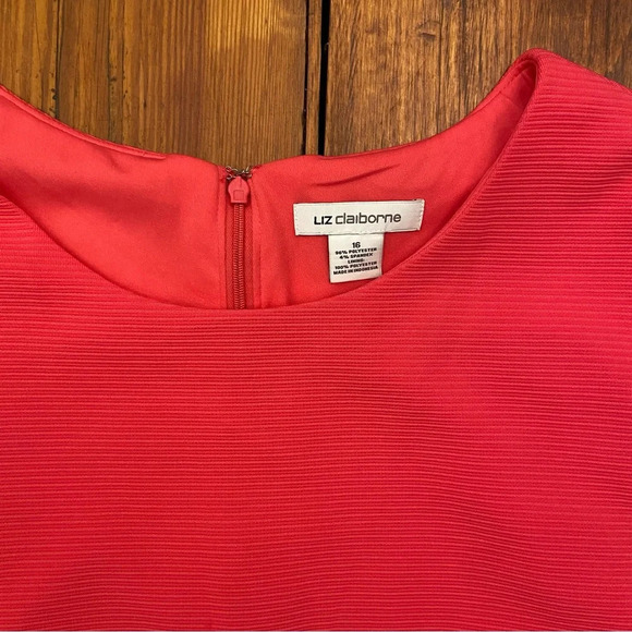 Liz Claiborne Women Texture Sheath Dress Size 16 Pink Sleeveless Barbie Career - Picture 10 of 13